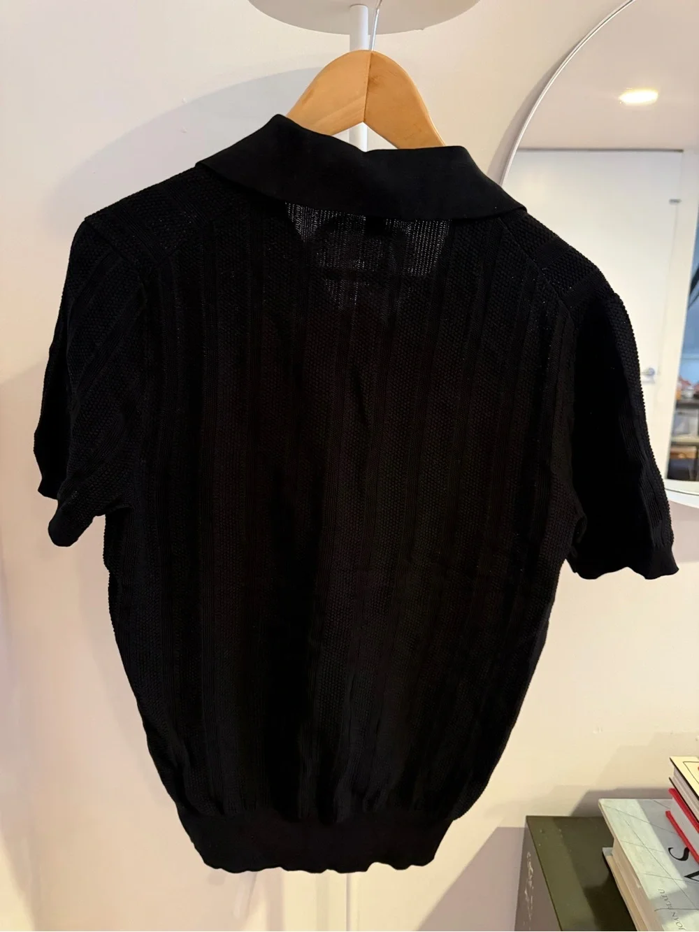Banana Republic Men’s Black Short-Sleeve Knit Polo Shirt